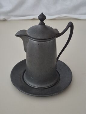 Reed & Barton Pure Pewter Creamer with Saucer Vintage